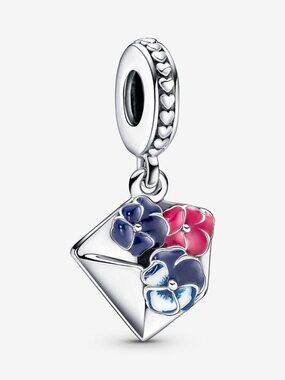 Pandora Pansy Flower Envelope Dangle Charm